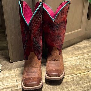 Brown and Pink Ariat Western Cowboy Boots